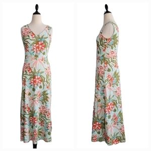 Talbots Floral Maxi Dress - Green, Pink, White